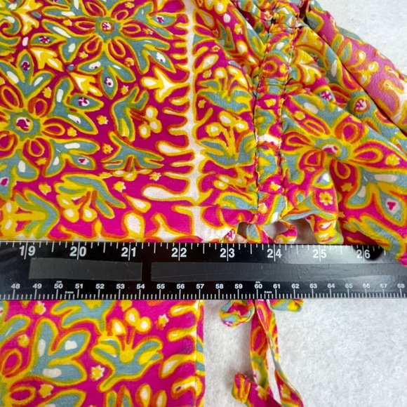 MARIMEKKO Womens 40 Jade Simbad Retro Floral Boho Tie Dye Tie Sleeve Blouse - Picture 7 of 10